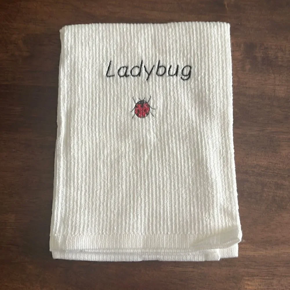 White Cotton Ladybug Kitchen Bar-Mop 18” by 16”